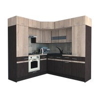 Bucatarie de Colt BIG GENA NEW DR. 210-230, Wenge / Stejar Sonoma